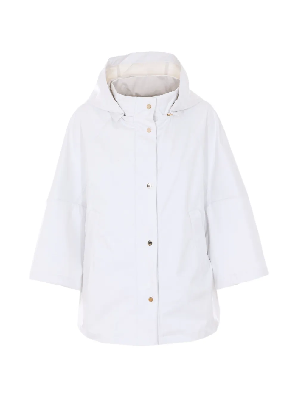 Moorer button removable hood coat - Bianco