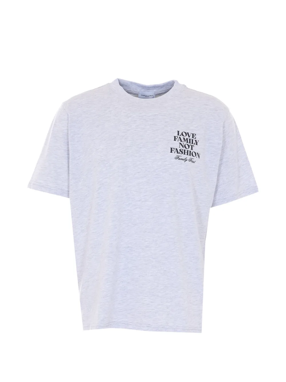 Family First round neck print T-shirt - Grigio