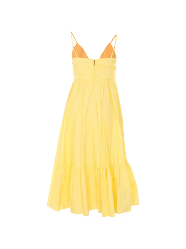 michael kors bridesmaid dresses Michael Women's V-Neck Shoulder Strap Dress - Yellow Italian Size WOMEN:Italian 40| M LENGTH:Full Length Free People Long Crochet Chiffon bridesmaid From galas to formal