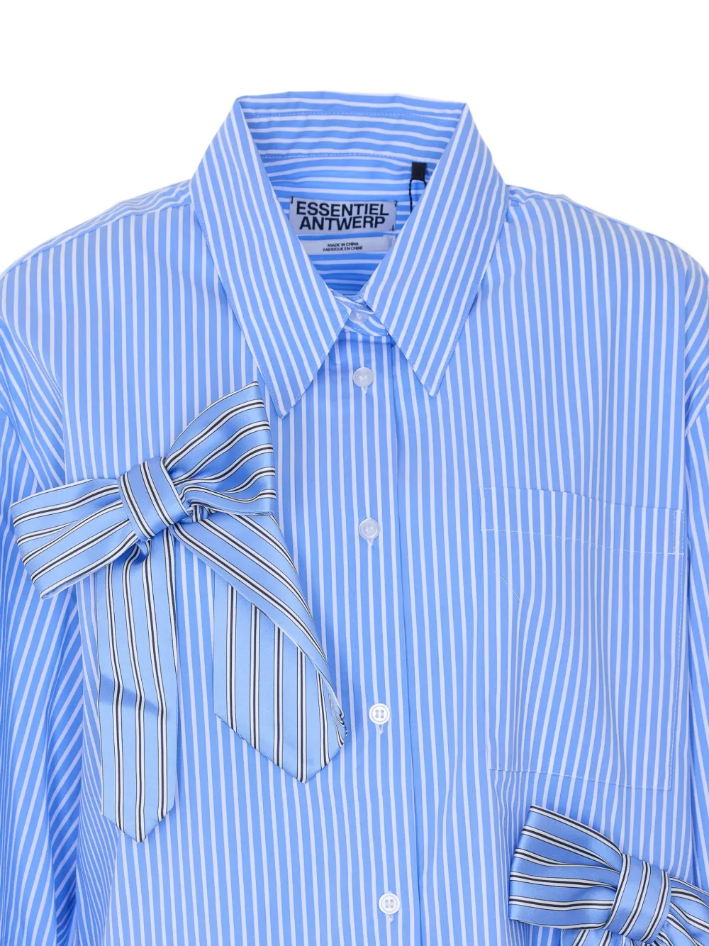  Essentiel Antwerp Bow Striped Shirt - Blue 