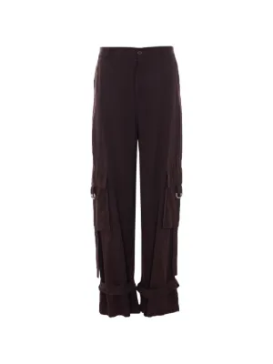 Open YY rolled-waist Velour Cargo Pants | Brown | FARFETCH ZA
