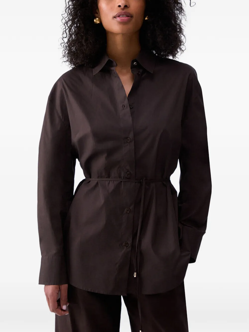 LIU JO Blouse met ceintuur en knopen Bruin