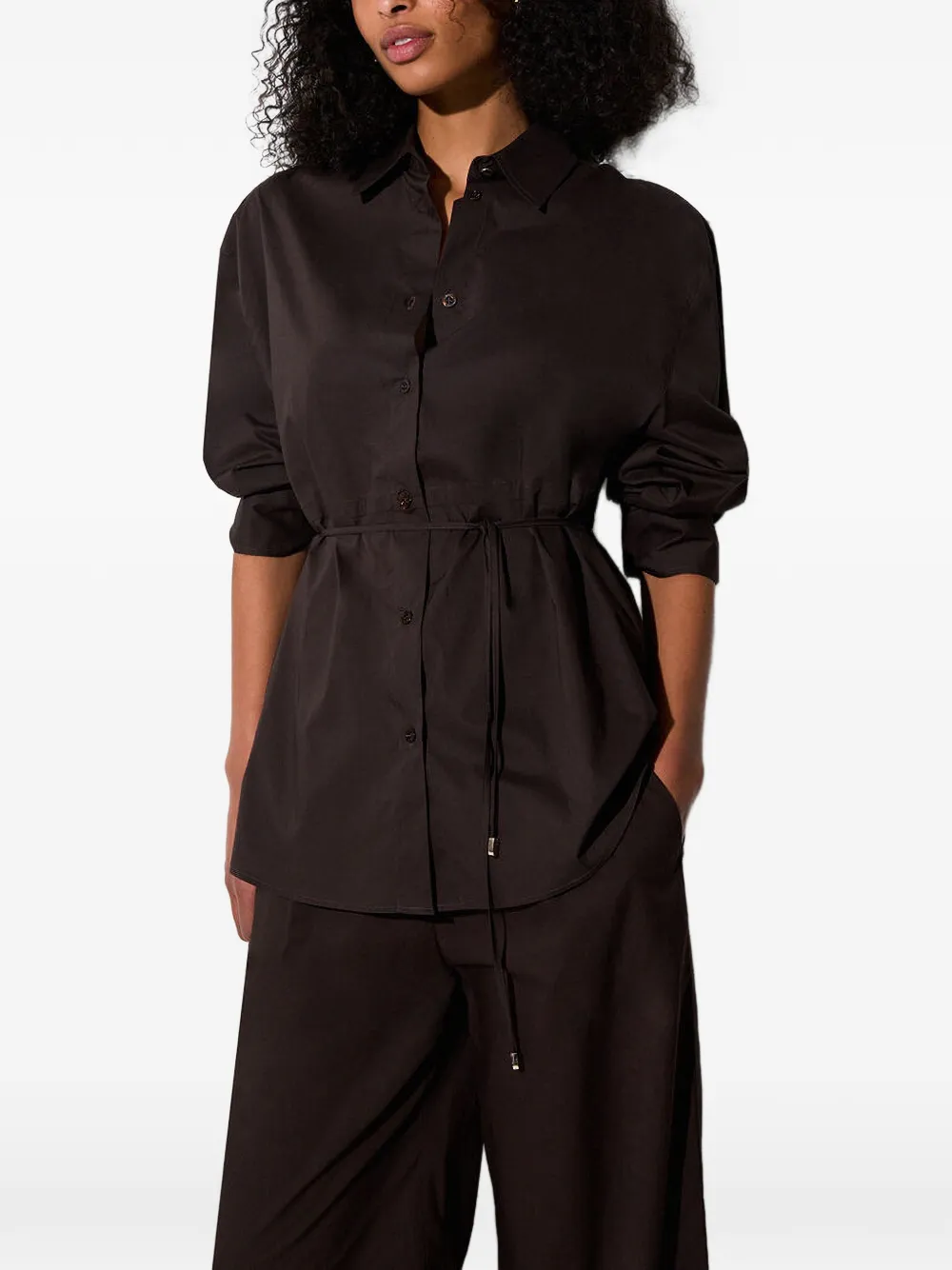 LIU JO Blouse met ceintuur en knopen Bruin