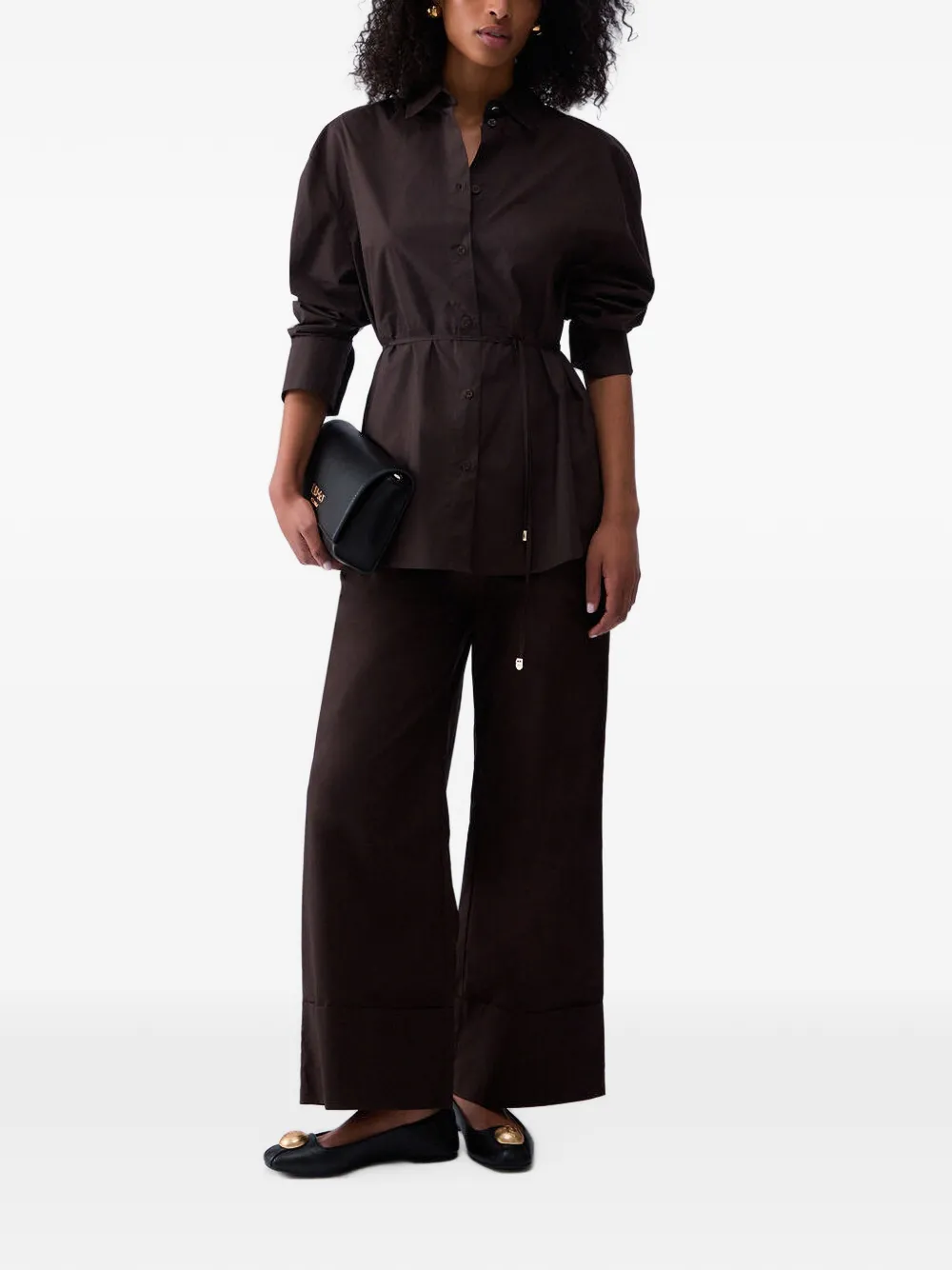 LIU JO Blouse met ceintuur en knopen Bruin