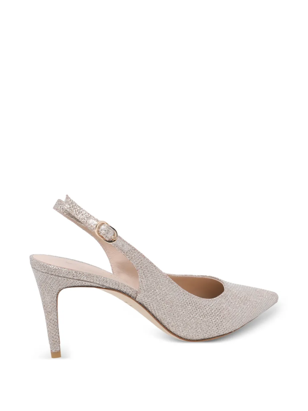  Stuart Weitzman Stuart Power Slingback Pointed Toe Pumps - Silver 
