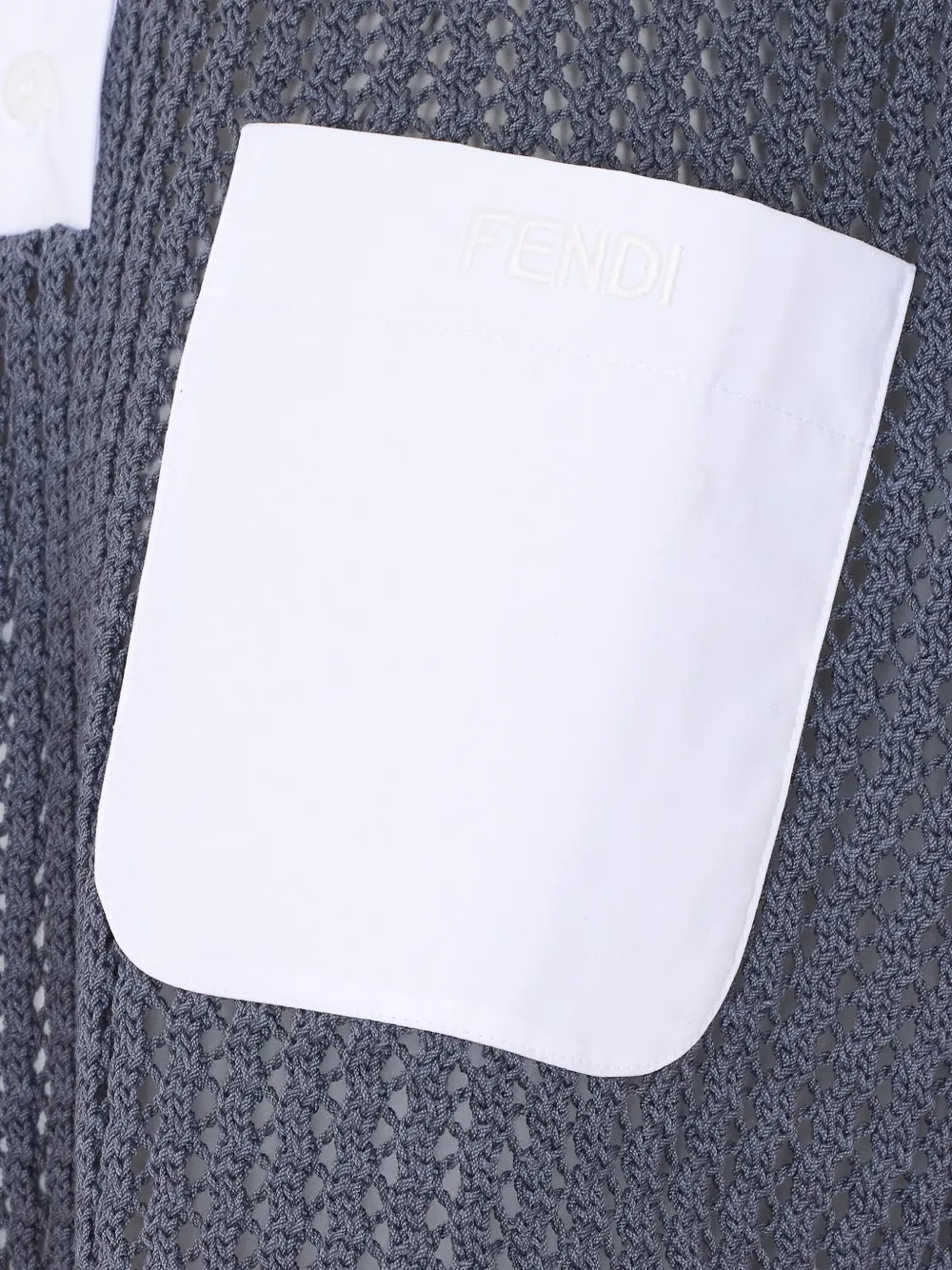  Fendi Open-knit Polo Top - Grey 