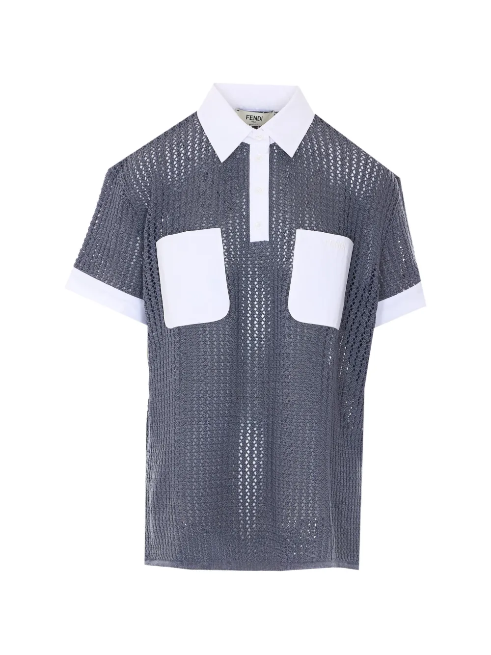 FENDI open-knit polo top - Grau