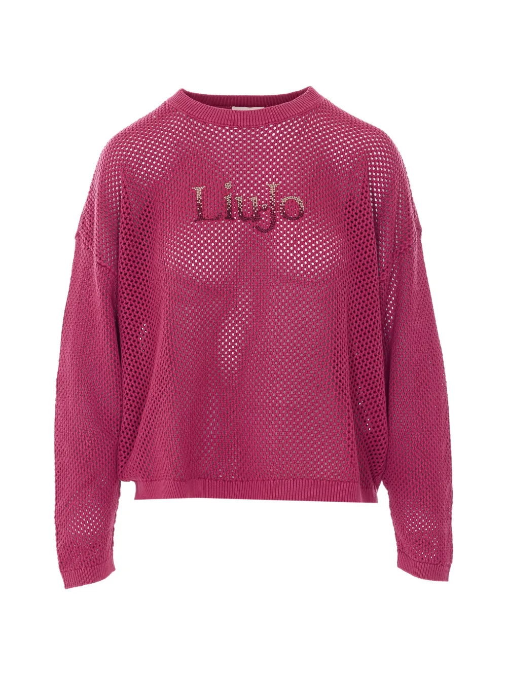 LIU JO strass logo crewneck sweater - Rosa