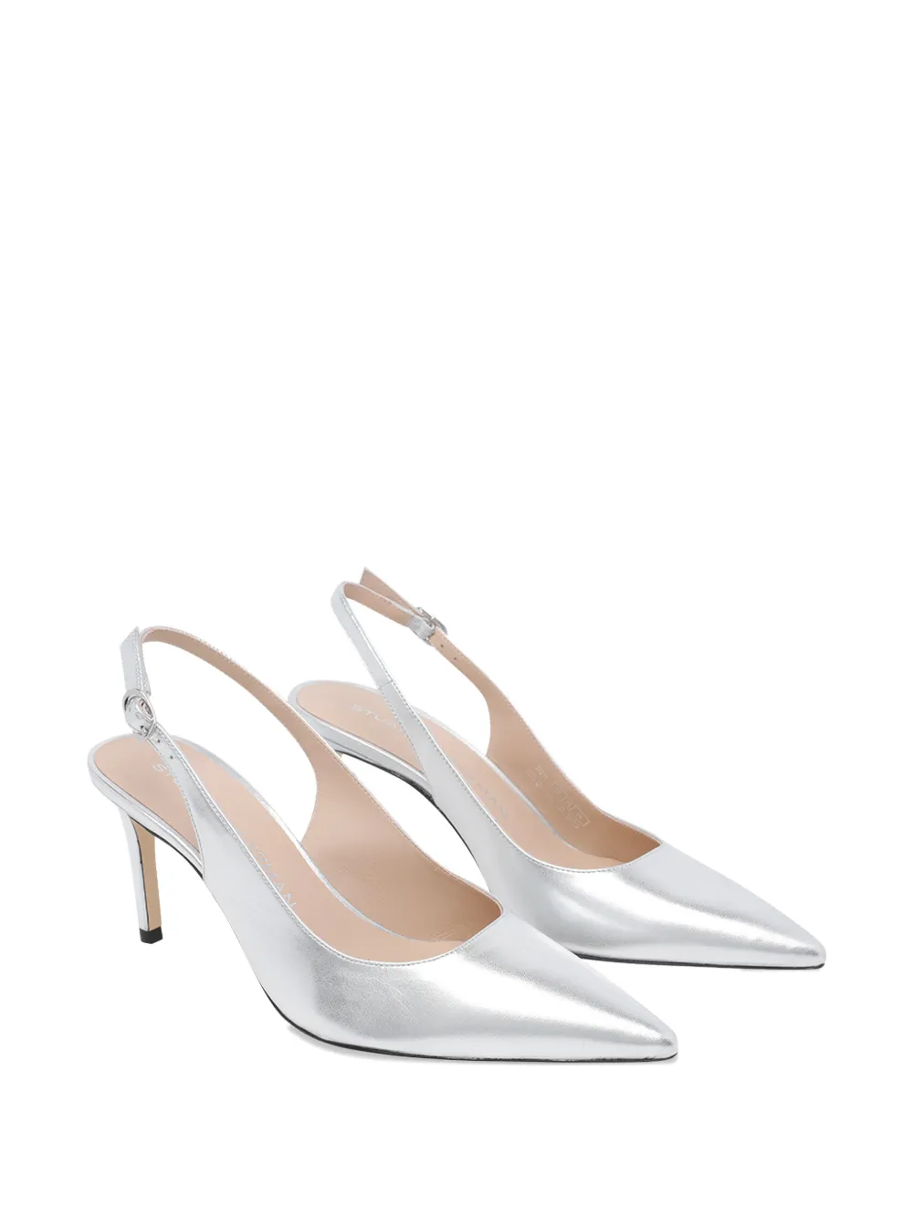 Stuart Weitzman Power 75 slingback pumps met gesp Zilver