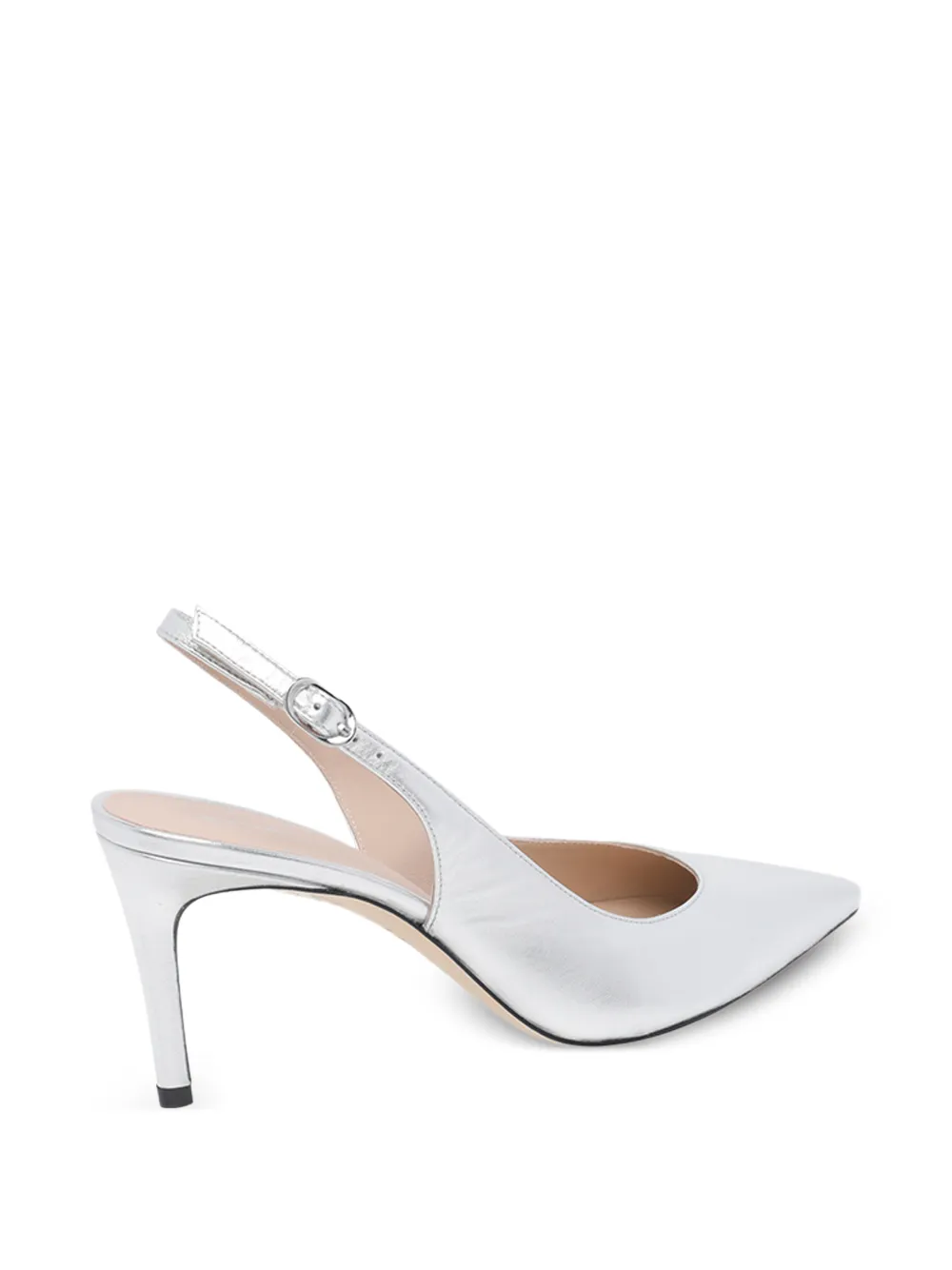  Stuart Weitzman Power 75 Buckle Slingback Pumps - Silver 