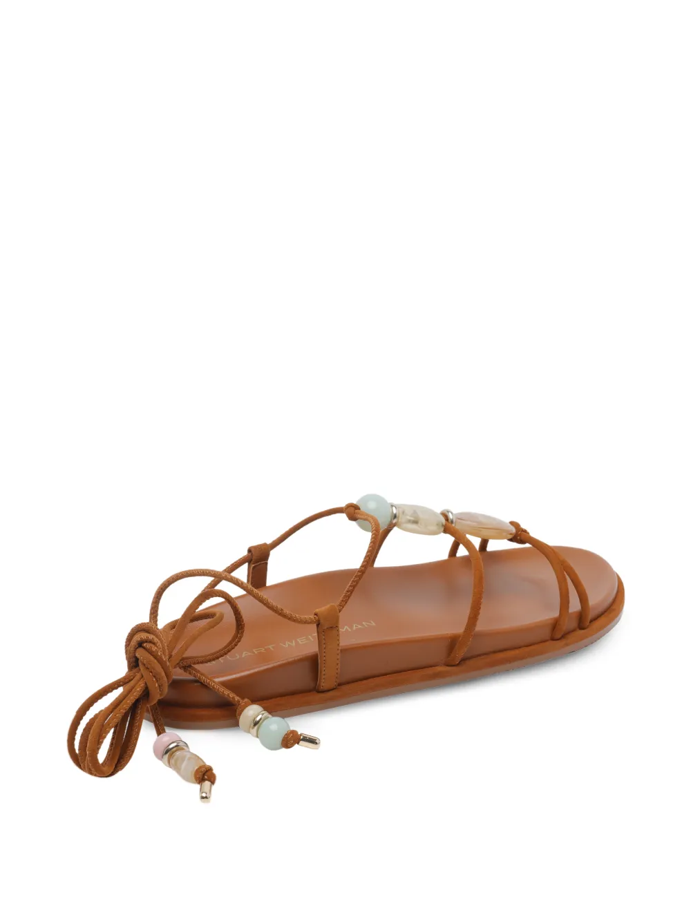 Stuart Weitzman Beaded Wrap Sandals - Brown 