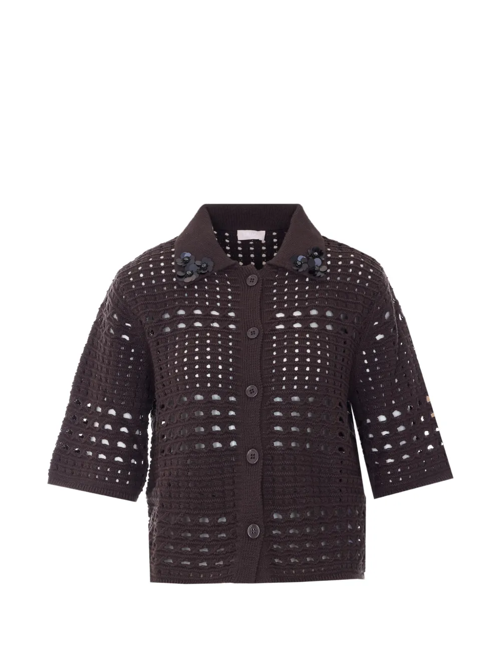 Liu •jo Sequin Knitted Cardigan In Brown