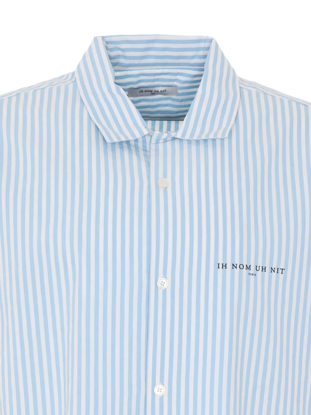Ih Nom Uh Nit Gestreept shirt met logo op de borst Blauw