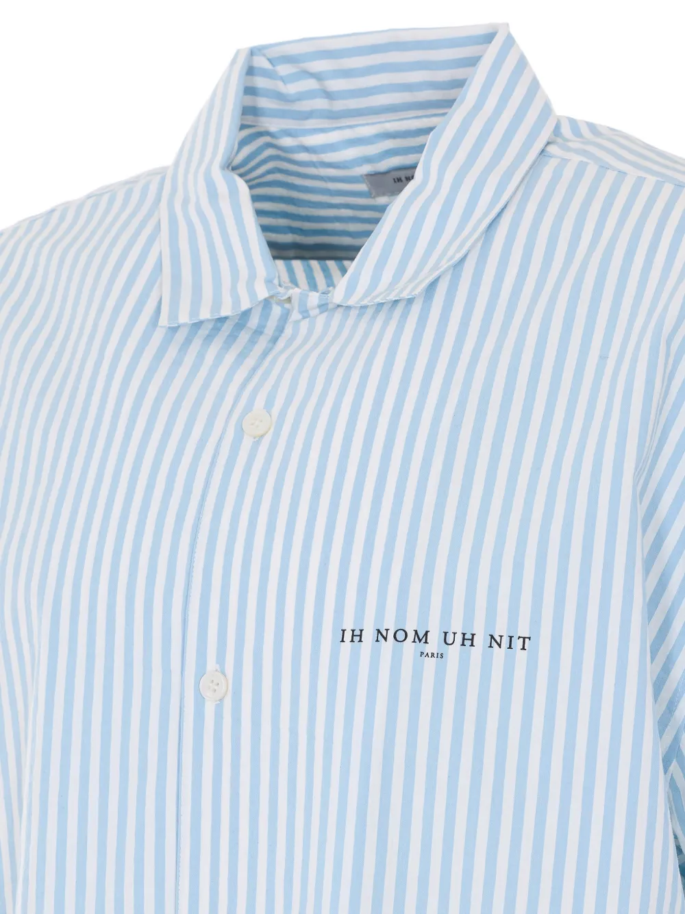 Ih Nom Uh Nit Gestreept shirt met logo op de borst Blauw