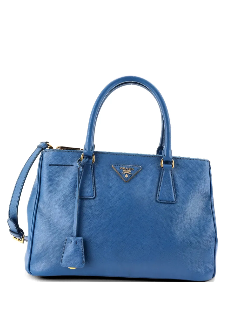 Prada Pre-Owned Double Zip Lux Saffiano Leather Small tote bag - Blu