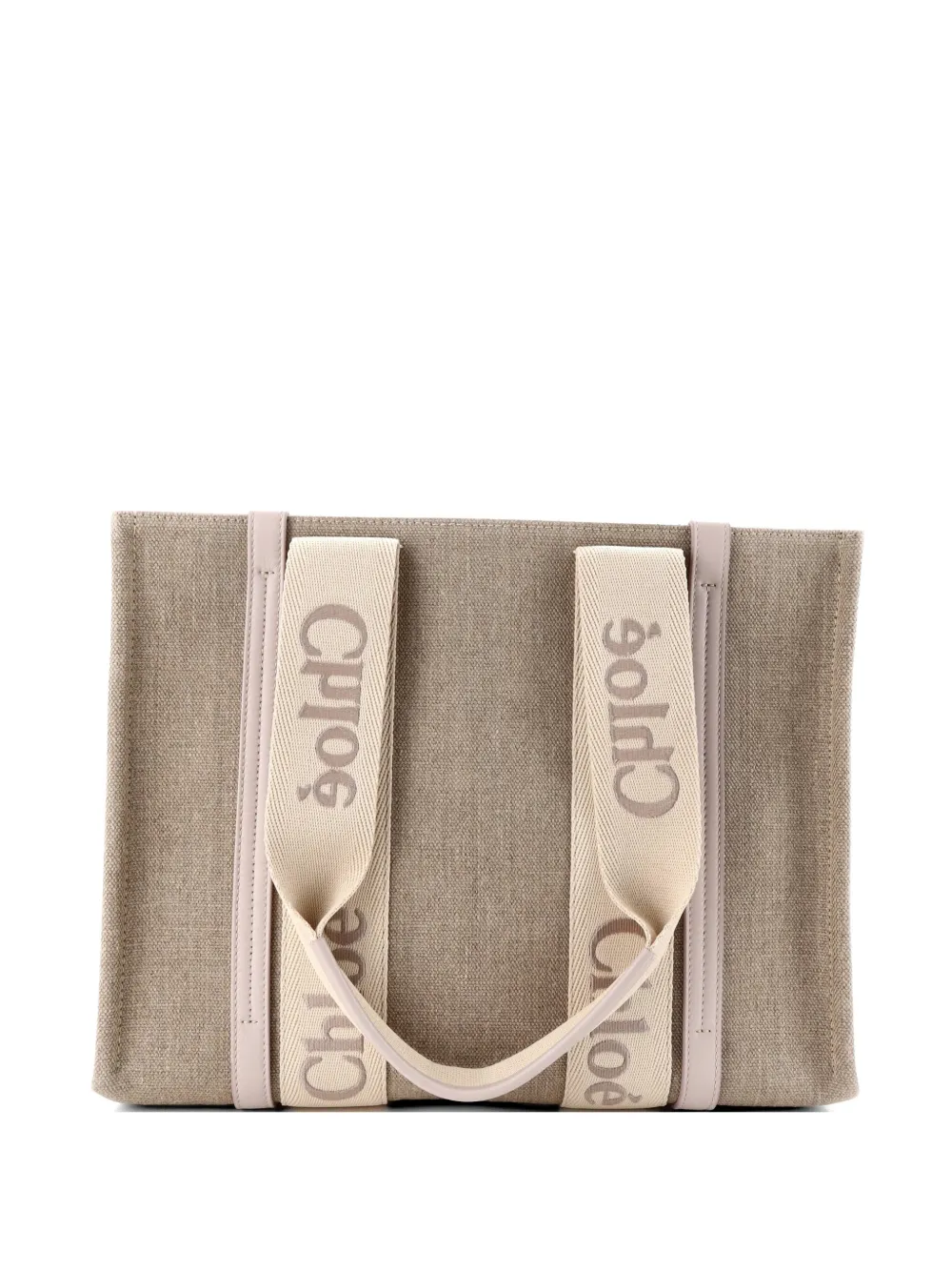 Chloé Pre-Owned Woody Canvas with Leather Medium tote bag - Toni neutri