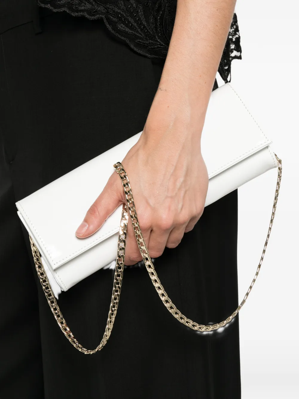 Castagna chain-strap clutch bag - Bianco