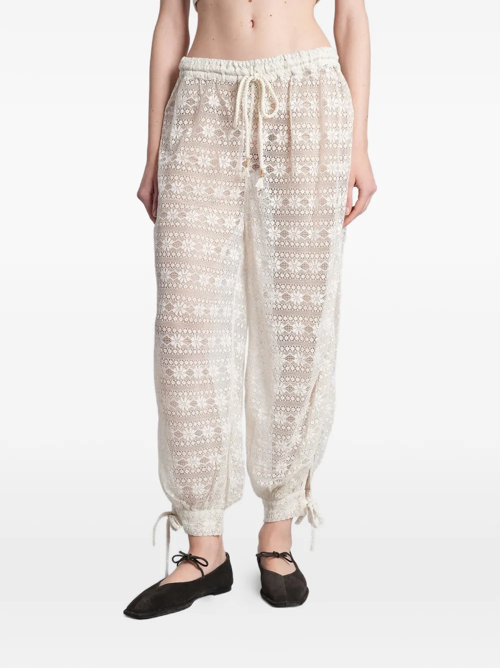 Antik Batik Dolly floral-lace drawstring trousers - Weiß