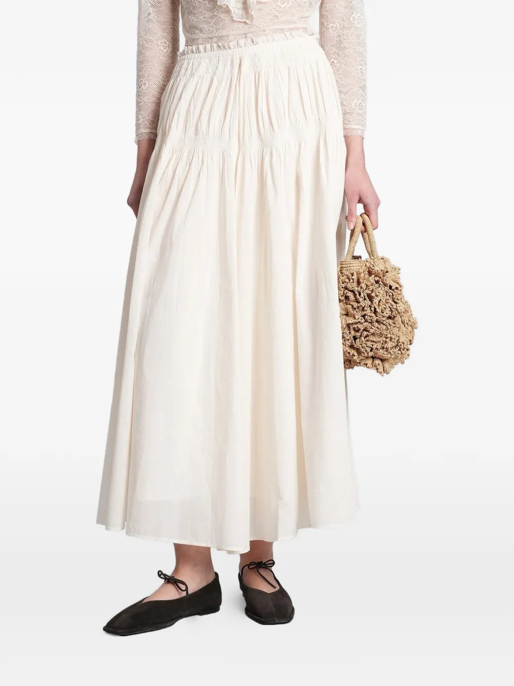 Antik Batik Caroline smocked ruffled maxi skirt - Grigio