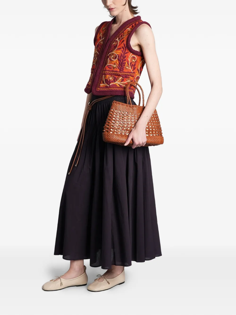  Antik Batik Falda Larga Fruncida - Azul 