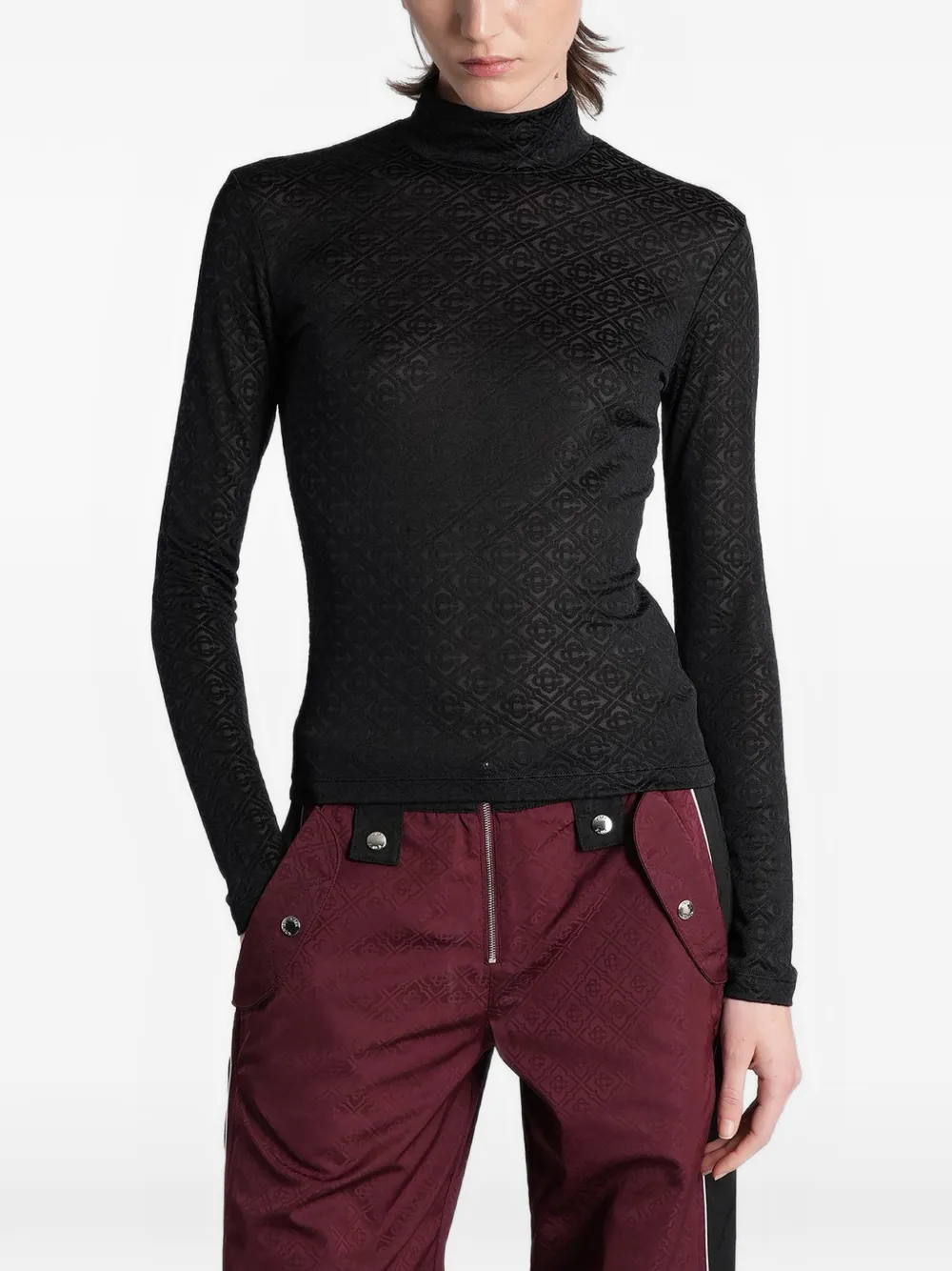Casablanca monogram-pattern high-neck top - Nero