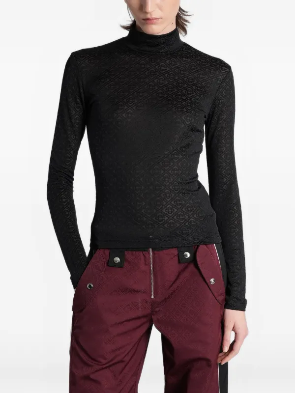 Casablanca Monogram Jacquard Crop Top in Black