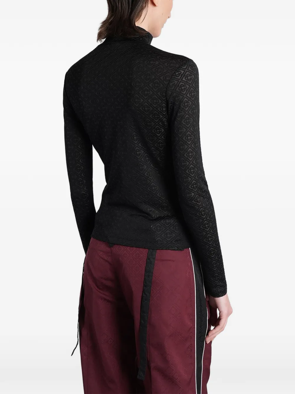 Casablanca Top met hoge hals en monogram-print Zwart
