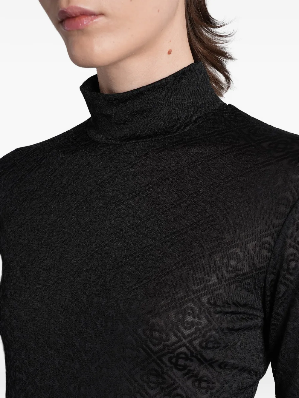 Casablanca Top met hoge hals en monogram-print Zwart