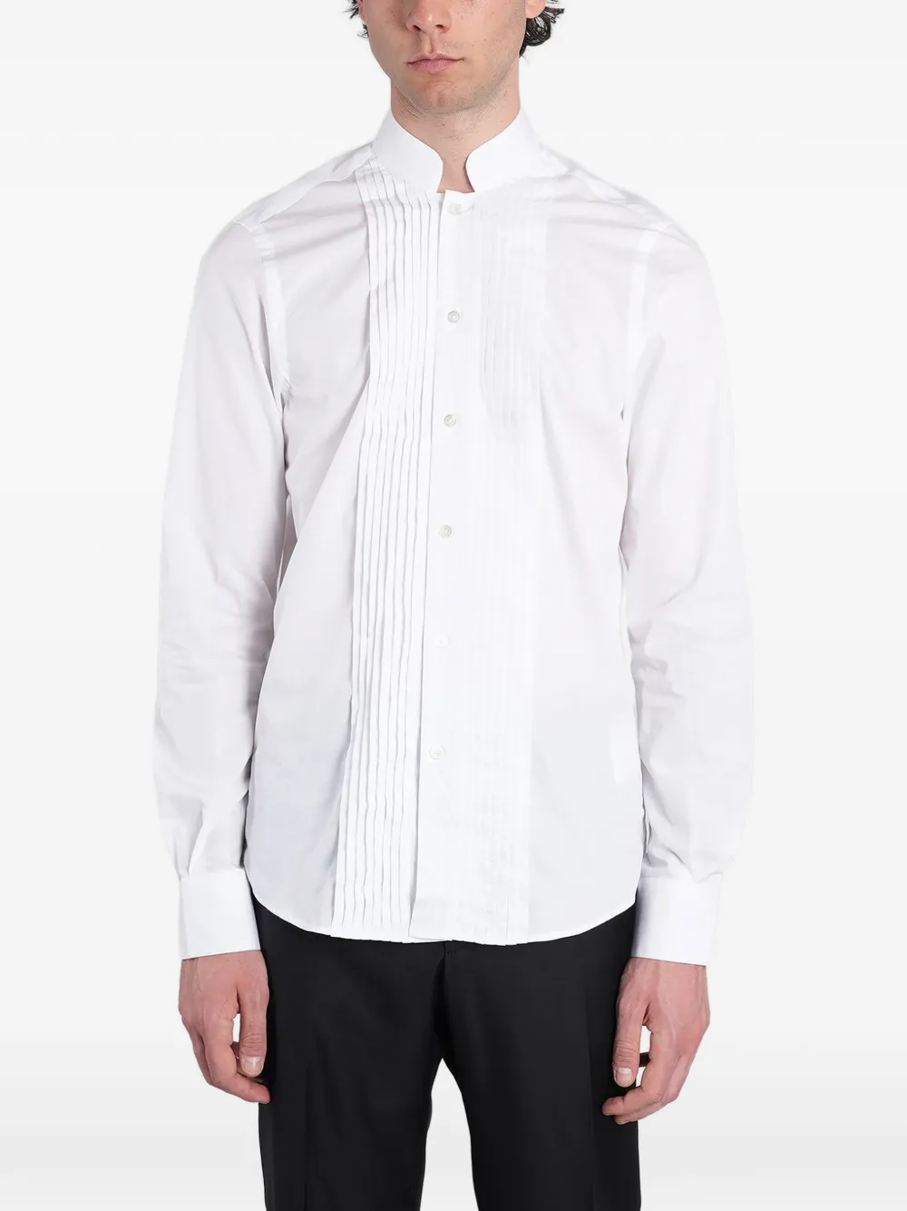 Tagliatore Ghandi pleated-bib wing-collar shirt - Bianco