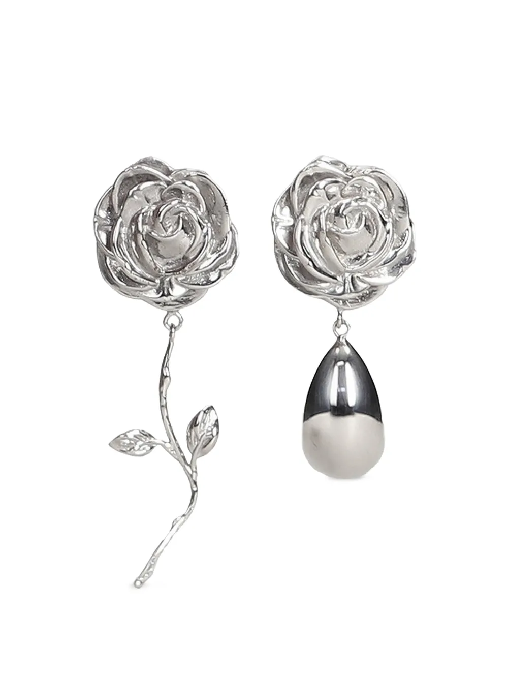 Magda Butrym asymmetric rose-pendant earrings - Argento