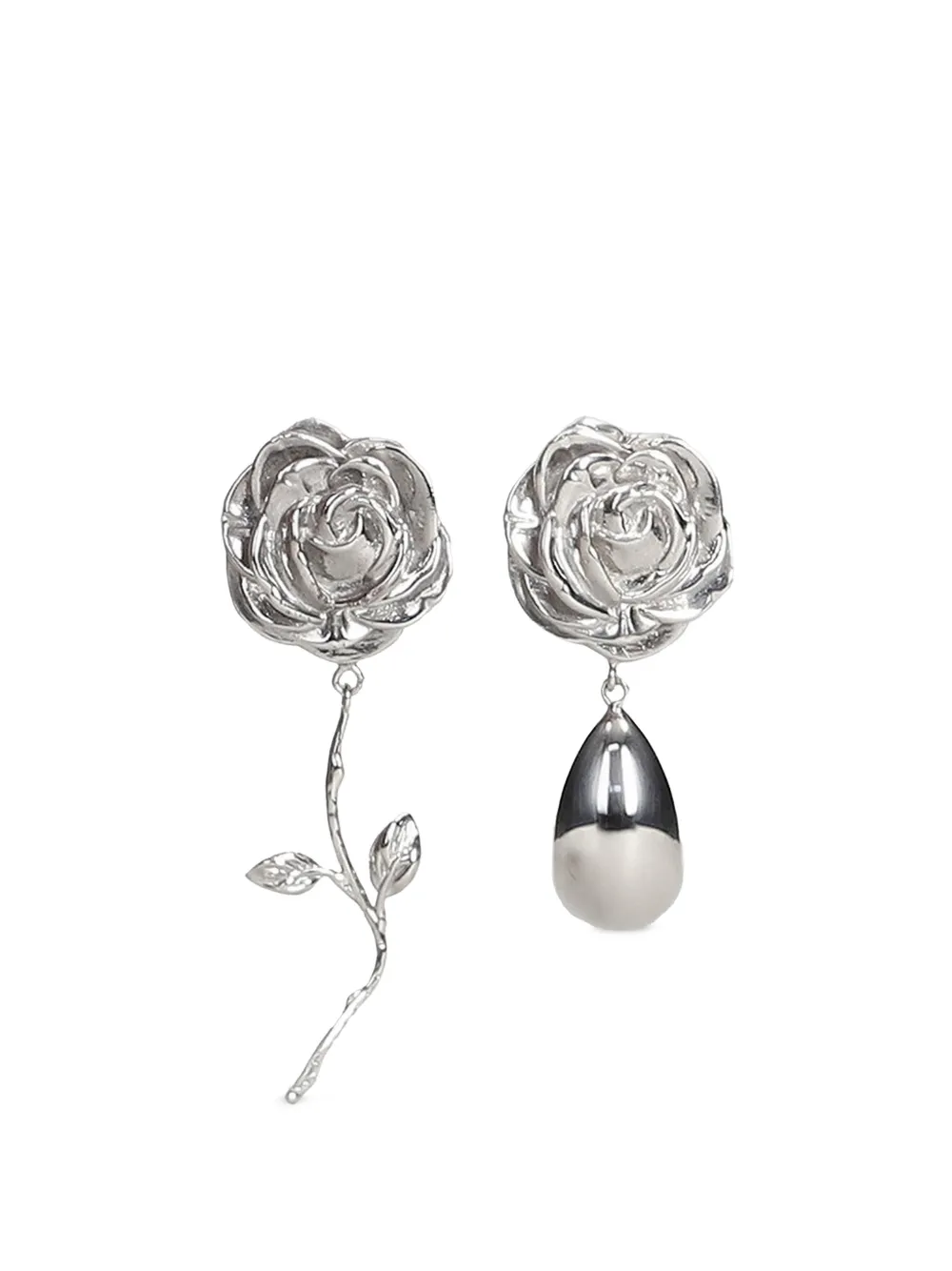 Magda Butrym asymmetric rose-pendant earrings - Argento