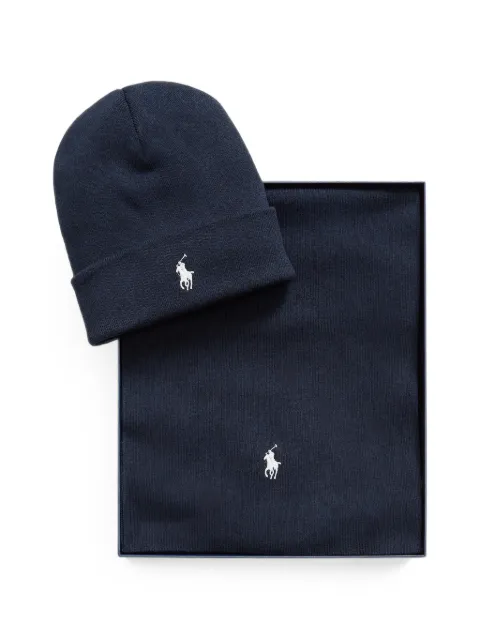 Polo Ralph Lauren rib-knit cotton beanie & scarf gift set