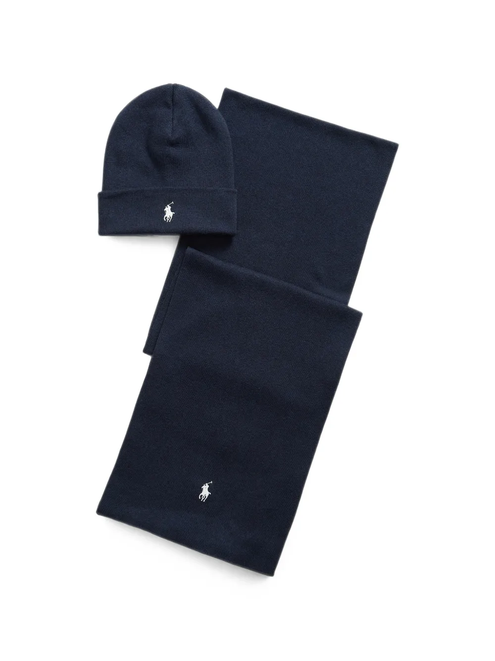 Polo Ralph Lauren Ribgebreide katoenen muts- en sjaalset Blauw