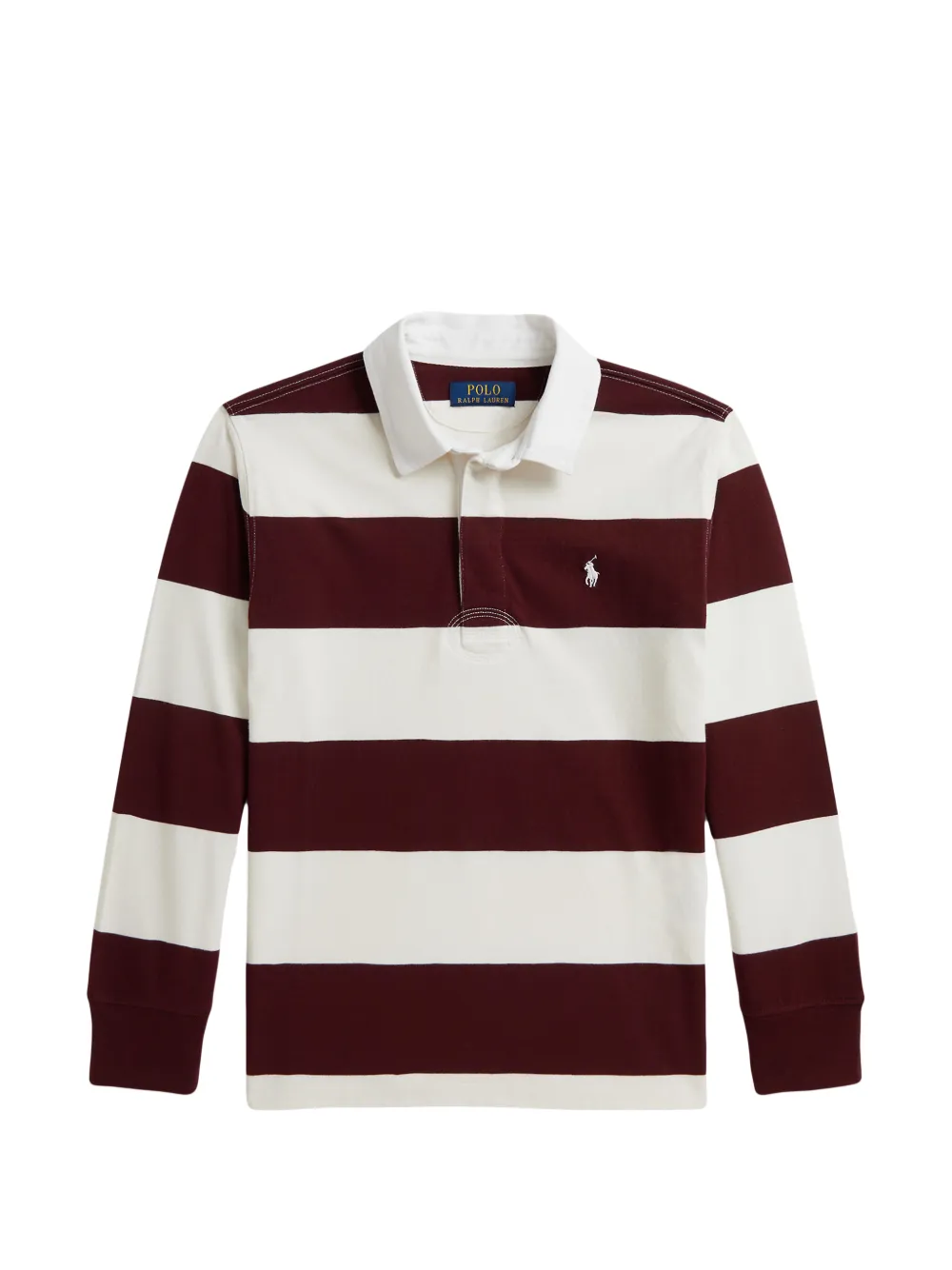 POLO RALPH LAUREN KIDS Camicia stile rugby in cotone a righe - Rosso