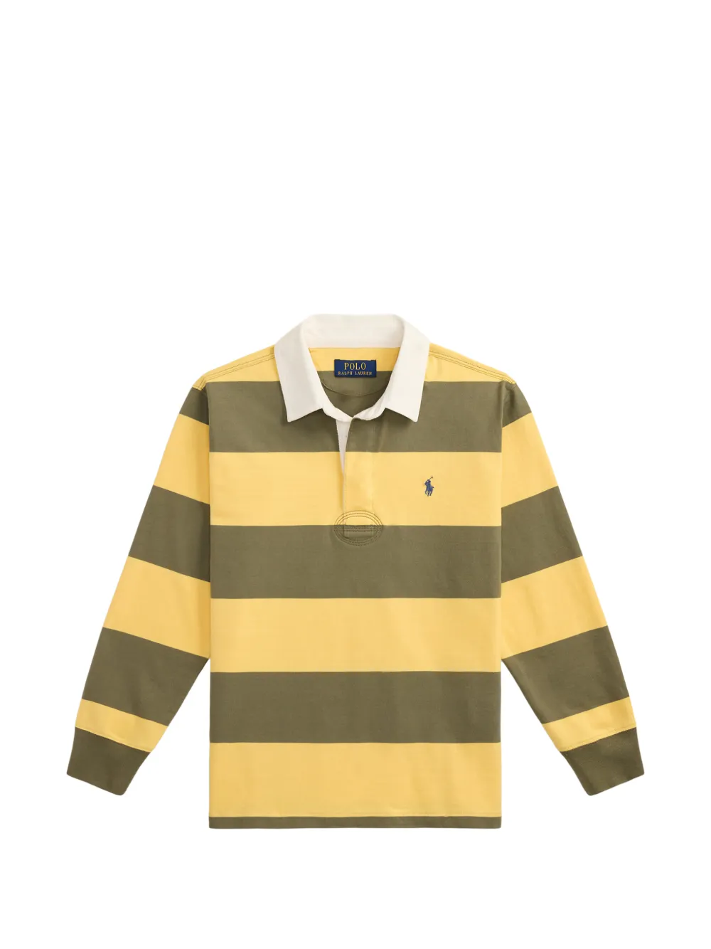 POLO RALPH LAUREN KIDS Gestreiftes Rugby-Shirt mit Pony-Stickerei - Gelb