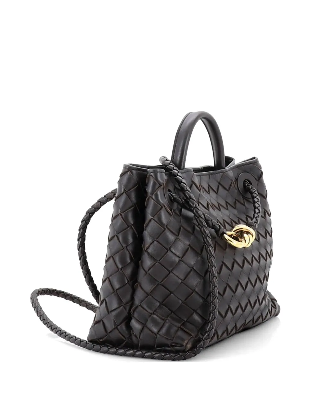  Bottega Veneta Pre-owned Bolso Satchel Andiamo East West Pequeño De Piel De Napa Con Diseño Intrecciato - Marrón 