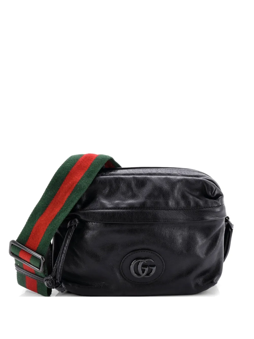 Gucci Pre-Owned Tonal Double G Shoulder Bag Leather crossbody bag - Nero