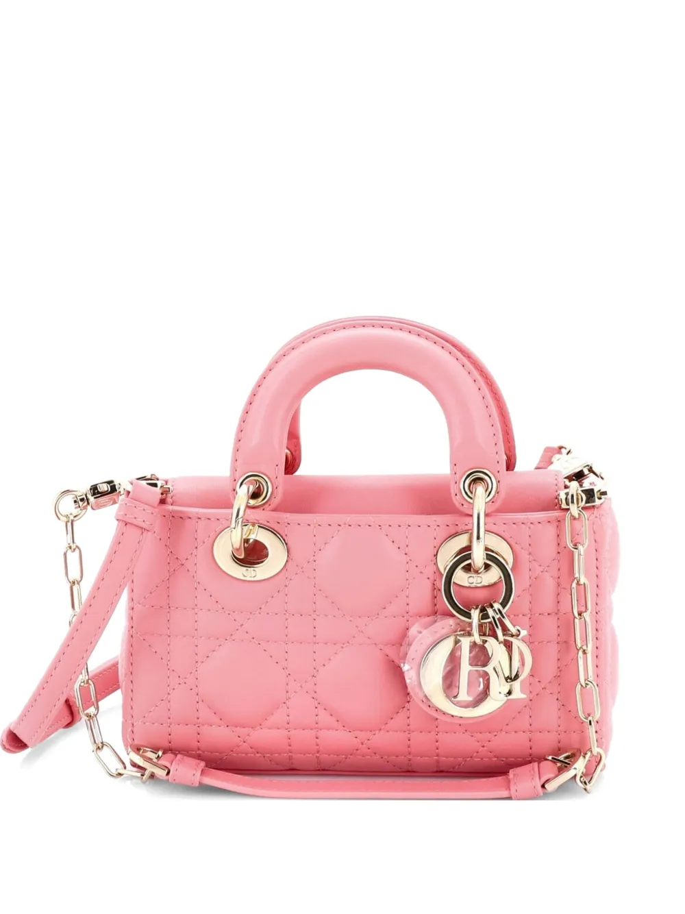 Christian Dior Pre-Owned Lady D-Joy Bag Cannage Quilt Lambskin Micro satchel - Rosa