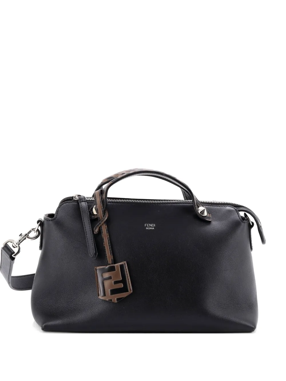 Fendi Pre-Owned By The Way Leather with Zucca Embossed Detail Small satchel - Nero