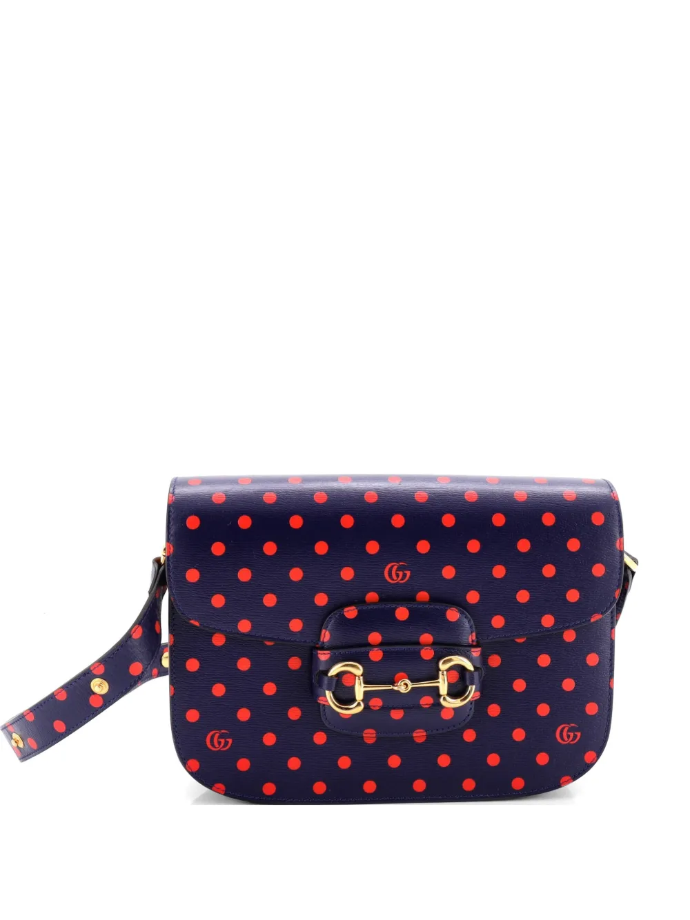 Gucci Pre-Owned Horsebit 1955 Printed Leather Small shoulder bag - Blu