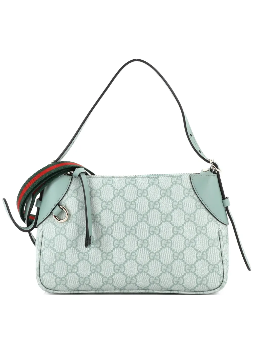Gucci Pre-Owned Emblem GG Coated Canvas with Leather Small shoulder bag - Verde
