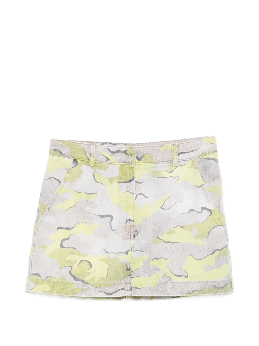 PINKO camouflage-print cotton mini skirt - Grigio