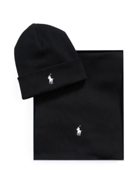 Polo Ralph Lauren rib-knit cotton beanie & scarf gift set