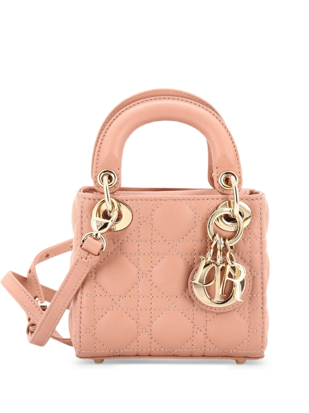 Christian Dior Pre-Owned Lady Dior Bag Cannage Quilt Lambskin Micro shoulder bag - Toni neutri