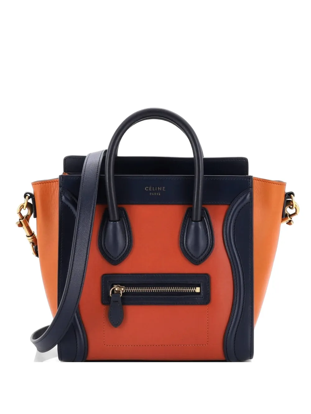 Celine Pre-Owned Tricolor Luggage Bag Leather Nano crossbody bag - Blu