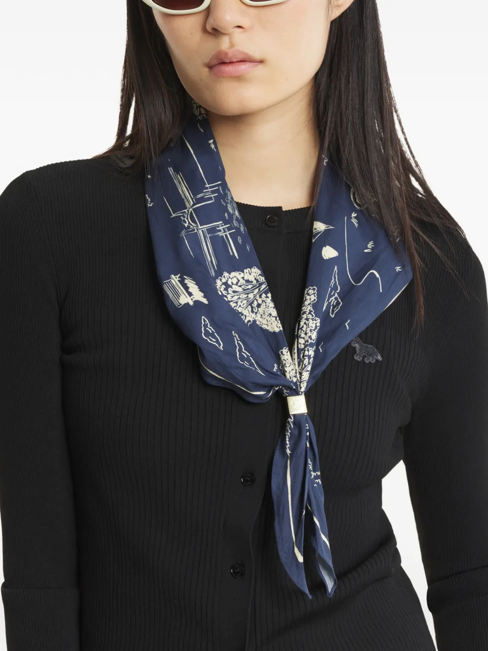  Maison Kitsuné Parisian Map Scarf - Blue 