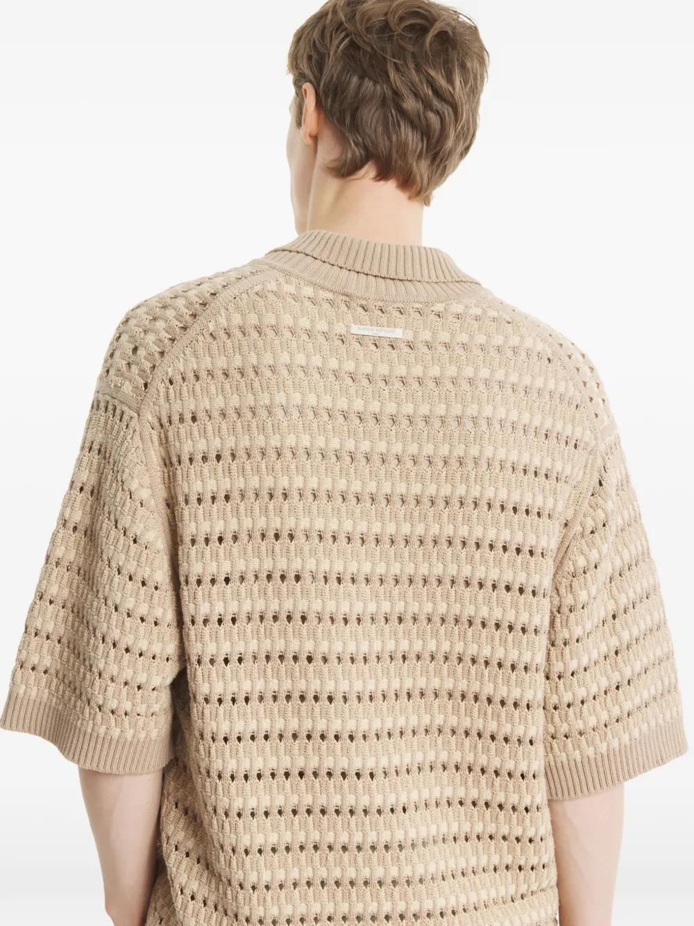 Maison Kitsuné Open-knit Polo Shirt - Neutrals 