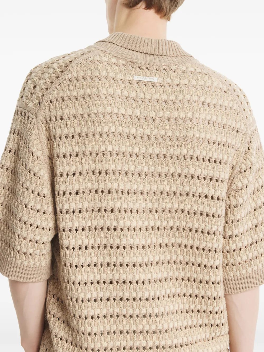 Maison Kitsuné Opengebreid poloshirt Beige