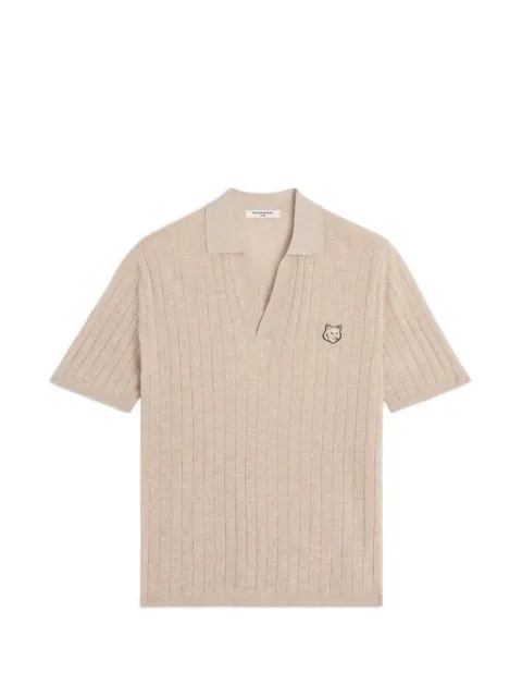 Maison Kitsuné playera tipo polo de canalé con logo bordado