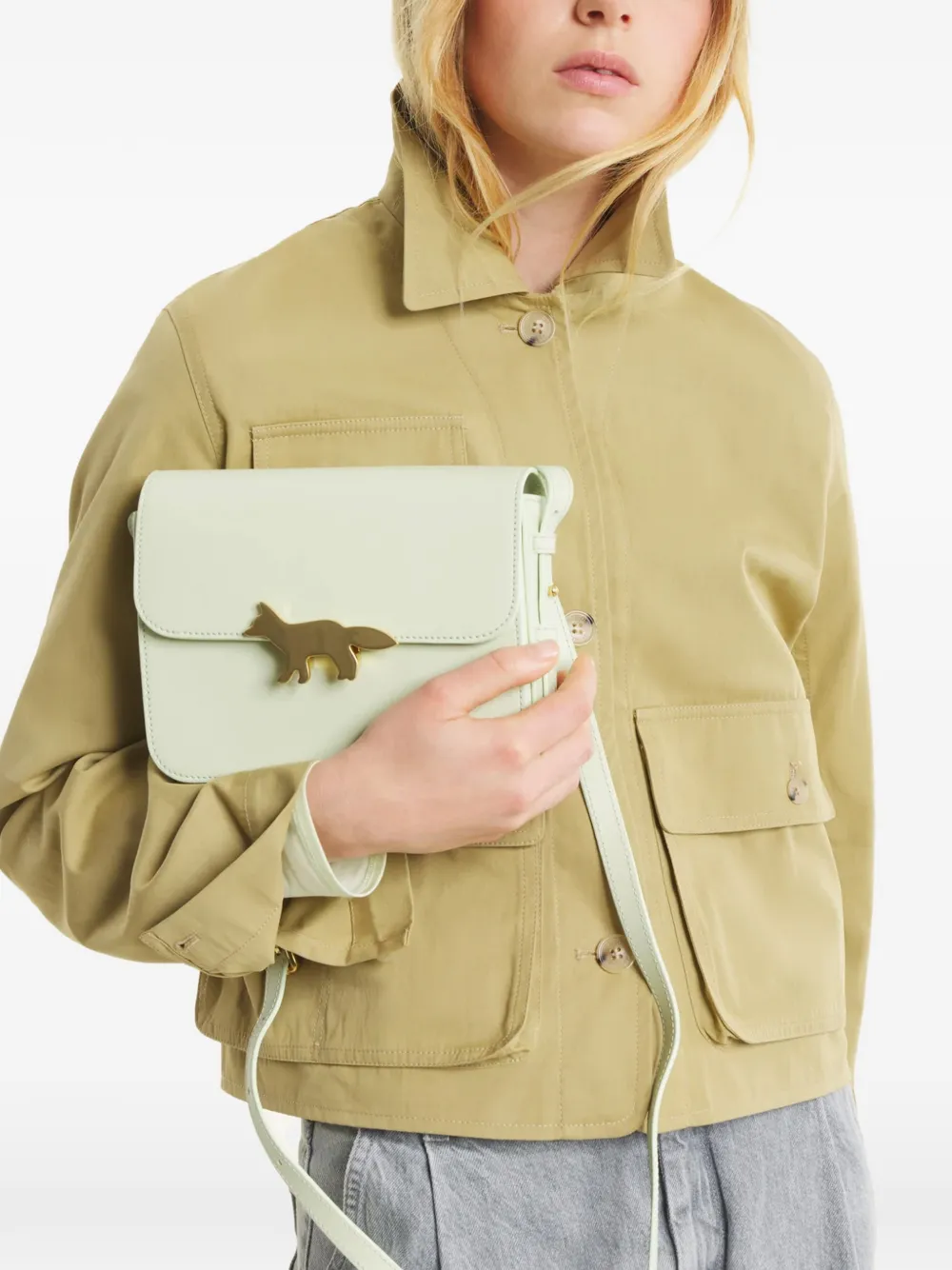 Maison Kitsuné Fox boekentas crossbodytas Groen
